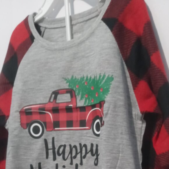 Holiday Style Girls' 2-Piece Pajama Set Red Truck Happy Holidays Size L (10/12) - Picture 6 of 7